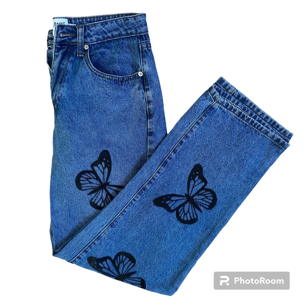 Princess Polly Women's Denim Butterfly Straight Leg Jeans Size 6